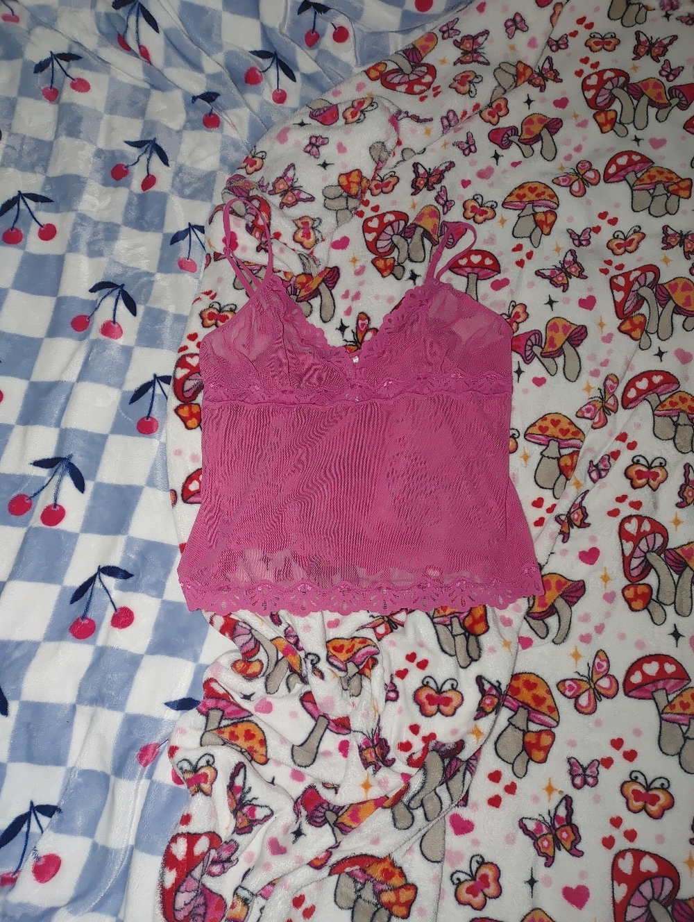 Pink Lace Cami Tank Top